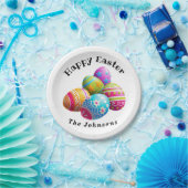 カスタムモダンカラフル卵狩りハッピーイースター ペーパープレート (パーティー)