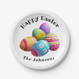カスタムモダンカラフル卵狩りハッピーイースター ペーパープレート