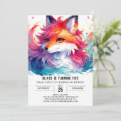 カスタムモダンキツネ誕生日 招待状 (スタンド正面)