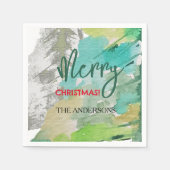 カスタムモダンクリスマスの木の水の色アート スタンダードカクテルナプキン (正面)