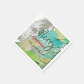 カスタムモダンクリスマスの木の水の色アート スタンダードカクテルナプキン (角)