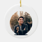 カスタムモダンクリスマス写真テンプレート セラミックオーナメント (裏面)