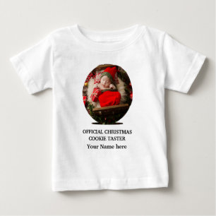カスタムモダンクリスマス写真テンプレート ベビーTシャツ