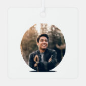 カスタムモダンクリスマス写真テンプレート メタルオーナメント (裏面)