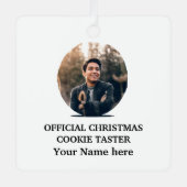 カスタムモダンクリスマス写真テンプレート メタルオーナメント (正面)