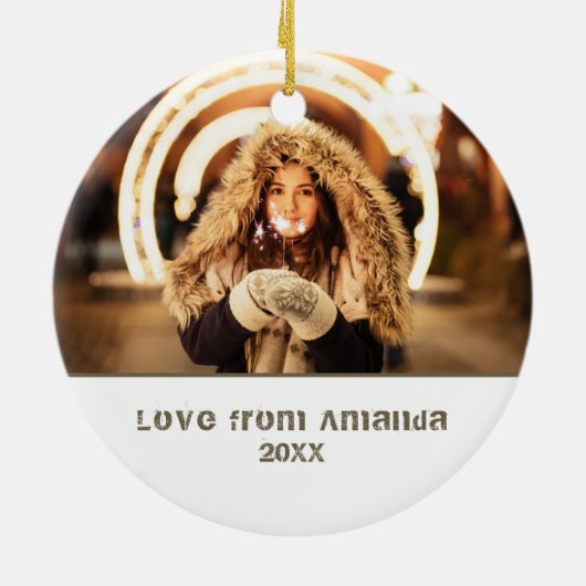 カスタムモダンクリスマス写真 セラミックオーナメント (裏面)
