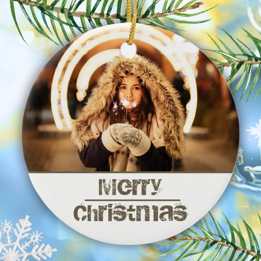 カスタムモダンクリスマス写真 セラミックオーナメント