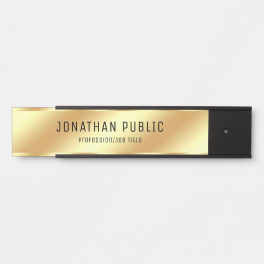 カスタムモダングラムブラックアンド金ゴールドぶら下がったトレンディー サインプレート (正面)