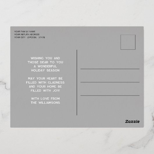 カスタムモダング素朴レーバッファローランバージャック金ゴールド 箔シーズンポストカード (裏面)