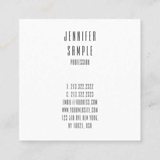 カスタムモダンシンプルエレガントトレンディーテンプレート スクエア名刺 (裏面)