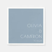 カスタムモダンシンプル結婚の消音色の青 スタンダードカクテルナプキン (正面)