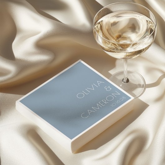 カスタムモダンシンプル結婚の消音色の青 スタンダードカクテルナプキン