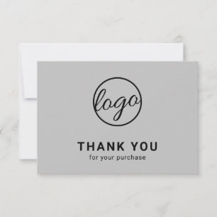 カスタムモダンシンプルLight Gray Logo Business サンキューカード