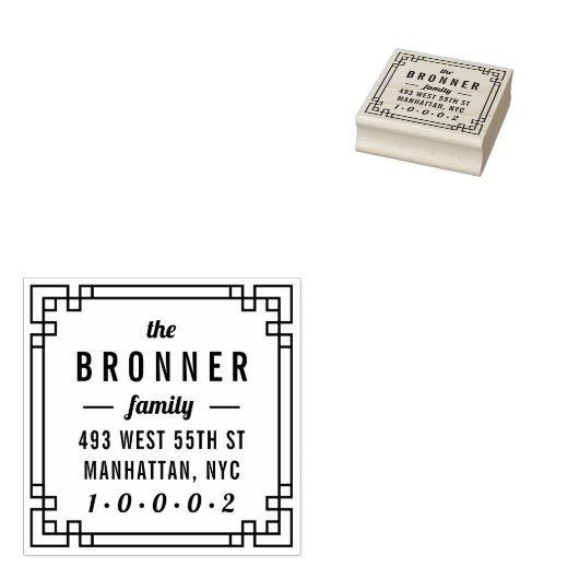 カスタムモダンスクエアファミリ名差出人住所 ラバースタンプ (押印)