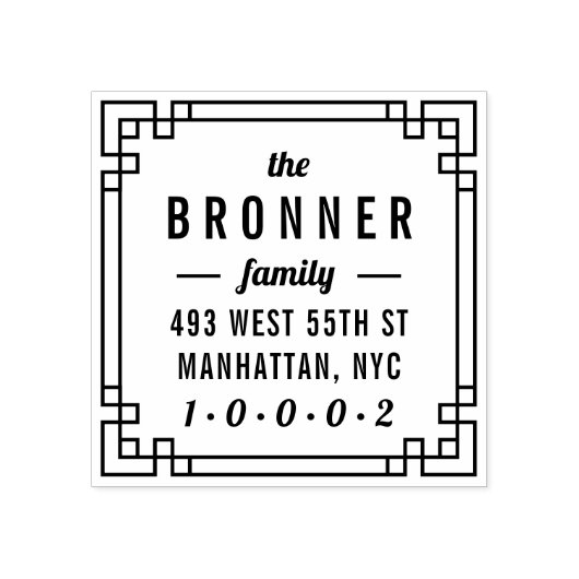 カスタムモダンスクエアファミリ名差出人住所 ラバースタンプ (インプリント)