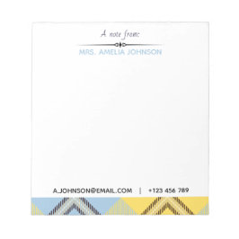 カスタムモダンスクリプト名EメールTel Plaidタータンチェック ノートパッド