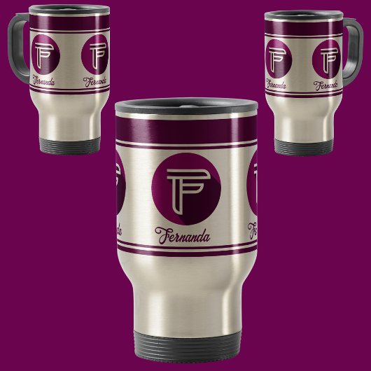 カスタムモダンスタイリッシュ名モノグラム文字(F) トラベルマグ