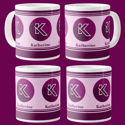 カスタムモダンスタイリッシュ名モノグラム文字(K) ジャンボコーヒーマグカップ