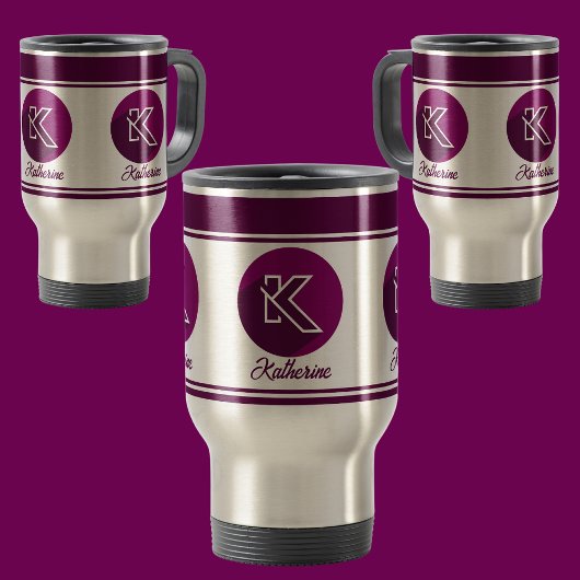 カスタムモダンスタイリッシュ名モノグラム文字(K) トラベルマグ
