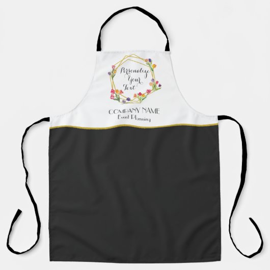 カスタムモダンチューリップ金ゴールドとブラックイベント計画 エプロン (正面)