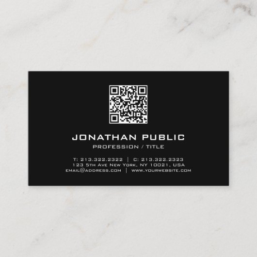 カスタムモダンテンプレートエレガントバーコードQRコード 名刺 (正面)