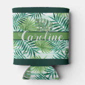 カスタムモダントロピカルグリーンパーム葉パターン 缶クーラー (裏面)
