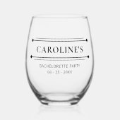 カスタムモダンバチェロレッテ黒パーティー日付 ステムなしワイングラス (正面)