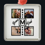 カスタムモダンパパStepdad 4 Photo Collage メタルオーナメント<br><div class="desc">カスタムモダンパパStepdad 4 Photo Collage.写真とモノグラムユニークイニシャルを持つ義父のための独自の父親の日の贈り物を作成する。</div>