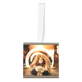 カスタムモダンパーソナライズされたChristmas写真 キューブオーナメント (正面)