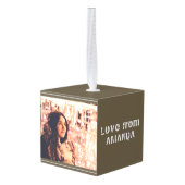 カスタムモダンパーソナライズされたChristmas写真 キューブオーナメント (裏面アングル)