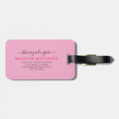 カスタムモダンピンクイニシャル名モノグラム ラゲッジタグ (裏面横)