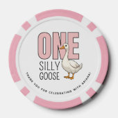 カスタムモダンピンクワン間抜けグースファースト誕生日 ポーカーチップ (裏面)