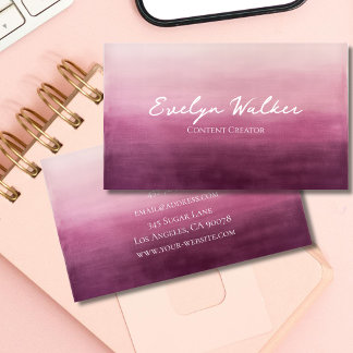 カスタムモダンピンク水彩名刺 名刺