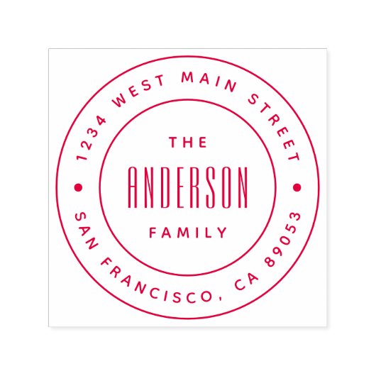 カスタムモダンファミリ名ラウンド差出人住所 セルフインキングスタンプ (デザイン)