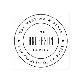 カスタムモダンファミリ名ラウンド差出人住所 ラバースタンプ