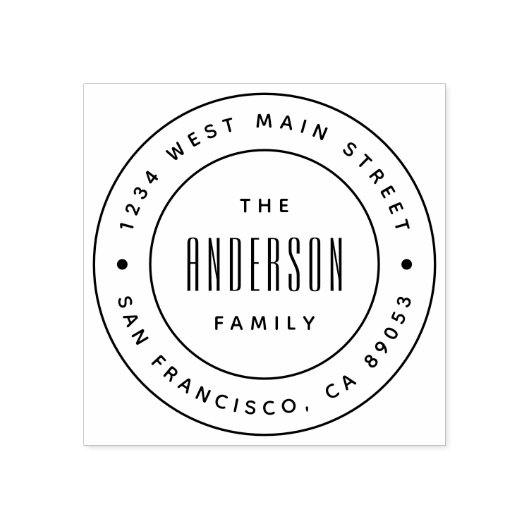 カスタムモダンファミリ名ラウンド差出人住所 ラバースタンプ (インプリント)