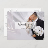 カスタムモダンフォトブラック&ホワイト結婚ズサンキュー ポストカード (正面/裏面)