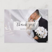 カスタムモダンフォトブラック&ホワイト結婚ズサンキュー ポストカード (正面)