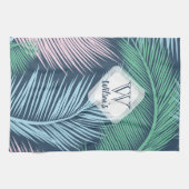 カスタムモダンフローラのトロピカル葉パームパターン： キッチンタオル (横)