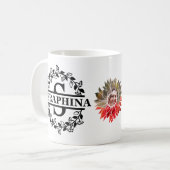 カスタムモダンフローラSモノグラム コーヒーマグカップ (正面左)