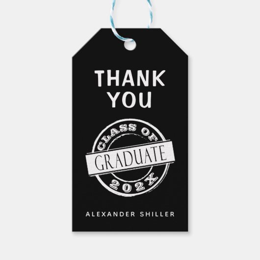 カスタムモダンブラック院生 ギフトタグ (正面)