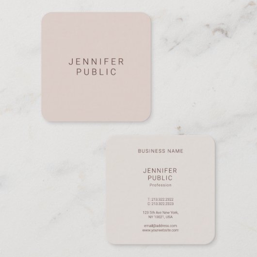 カスタムモダンプロフェッショナルエレガントテンプレート スクエア名刺 (正面/裏面)