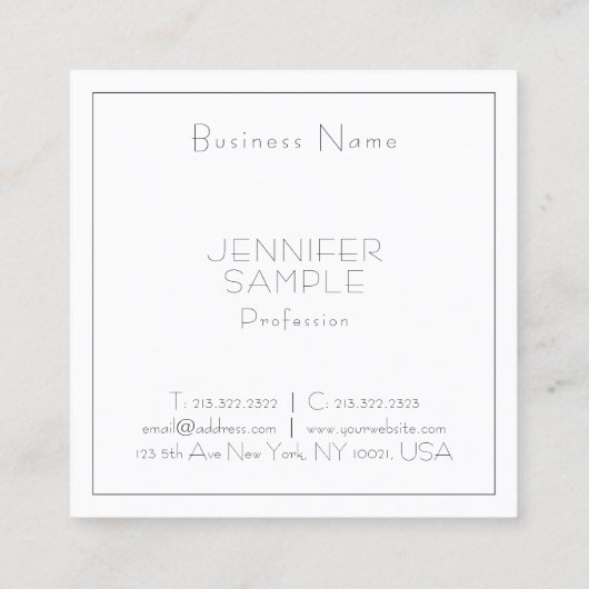 カスタムモダンプロフェッショナルエレガントラグジュアリーテンプレート スクエア名刺 (裏面)