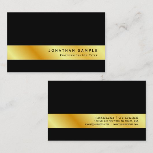 カスタムモダンプロフェッショナルエレガント金ゴールド 名刺 (正面/裏面)