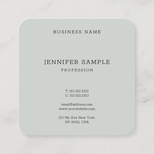 カスタムモダンプロフェッショナルトレンディーエレガントシンプル スクエア名刺 (裏面)