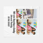 カスタムモダンベビーと4枚の写真コラージュ フリースブランケット (正面(横))