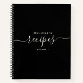 カスタムモダンミニマルエレガントスクリプトレシピ ノートブック (正面)