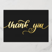 カスタムモダンミニマルハート黒ありがとう 箔シーズンカード (正面)