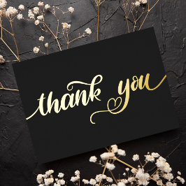 カスタムモダンミニマルハート黒ありがとう 箔シーズンカード