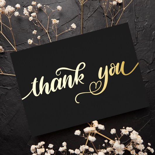 カスタムモダンミニマルハート黒ありがとう 箔シーズンカード